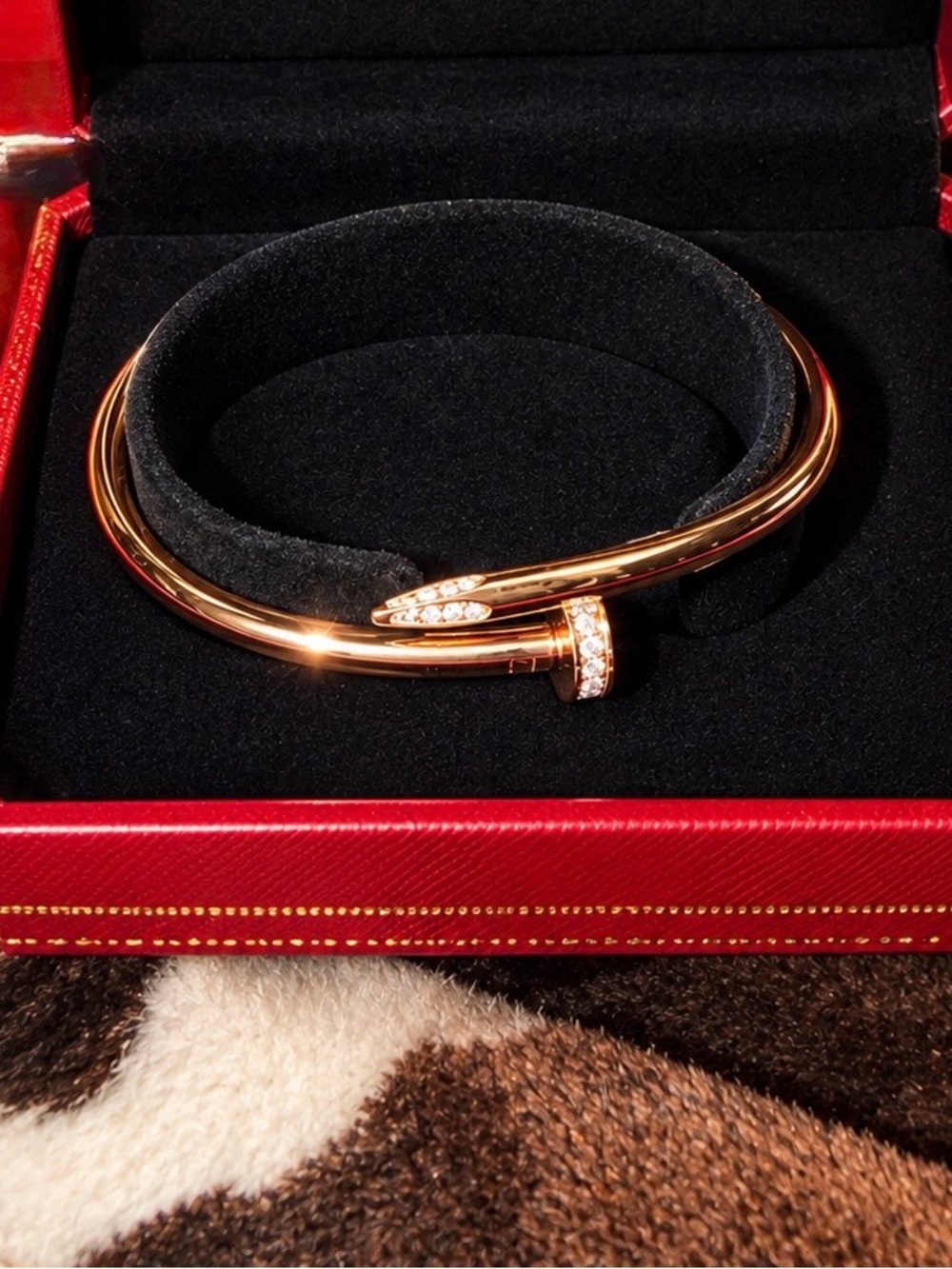 Rose Gold Crystal-Trim Snake Wrap Bangle Bracelet